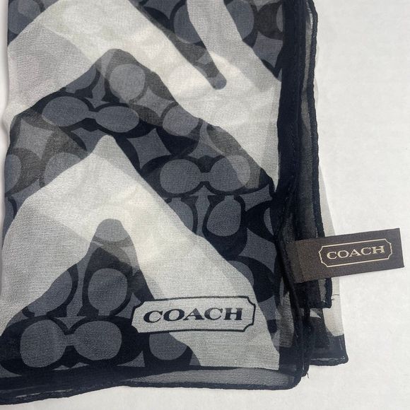 NWOT Coach signature black/white 100% silk zebra print scarf PRICE FIRM - Picture 4 of 10